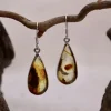 Colimaçon Boucles D'oreilles Avec Pierre-Boucles d'oreilles en argent et ambre