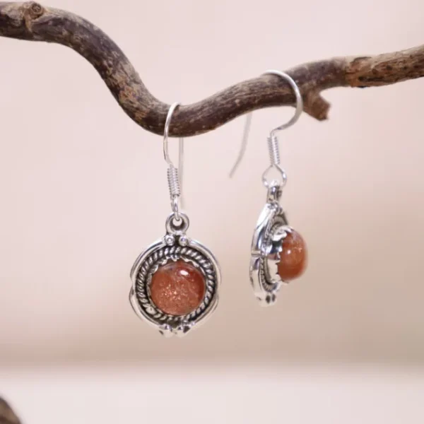 Colimaçon Boucles D'oreilles Avec Pierre-Boucles d'oreilles en argent et pierre de soleil