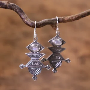 Colimaçon Boucles D'oreilles Avec Pierre-Boucles d'oreilles en argent et pierre de lune