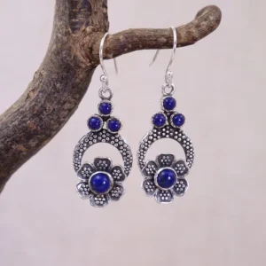 Colimaçon Boucles D'oreilles Avec Pierre-Boucles d'oreilles en argent et lapis lazuli