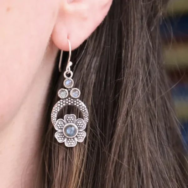 Colimaçon Boucles D'oreilles Avec Pierre-Boucles d'oreilles en argent et labradorite