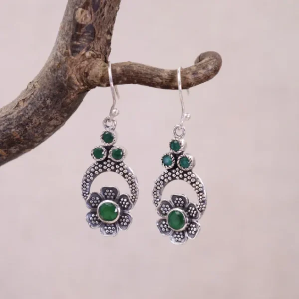 Colimaçon Boucles D'oreilles Avec Pierre-Boucles d'oreilles en argent et agate verte