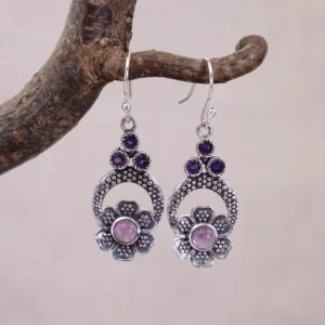 Colimaçon Boucles D'oreilles Avec Pierre-Boucles d'oreilles en argent et améthyste