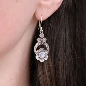 Colimaçon Boucles D'oreilles Avec Pierre-Boucles d'oreilles en argent et pierre de lune