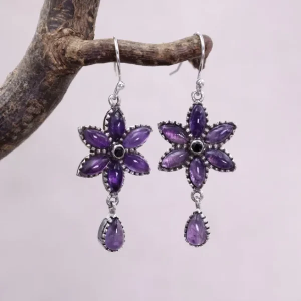 Colimaçon Boucles D'oreilles Avec Pierre-Boucles d'oreilles en argent et améthyste