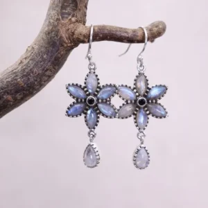 Colimaçon Boucles D'oreilles Avec Pierre-Boucles d'oreilles en argent et labradorite