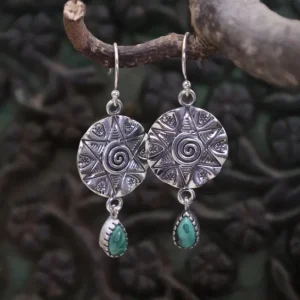 Colimaçon Boucles D'oreilles Avec Pierre-Boucles d'oreilles en argent et malachite