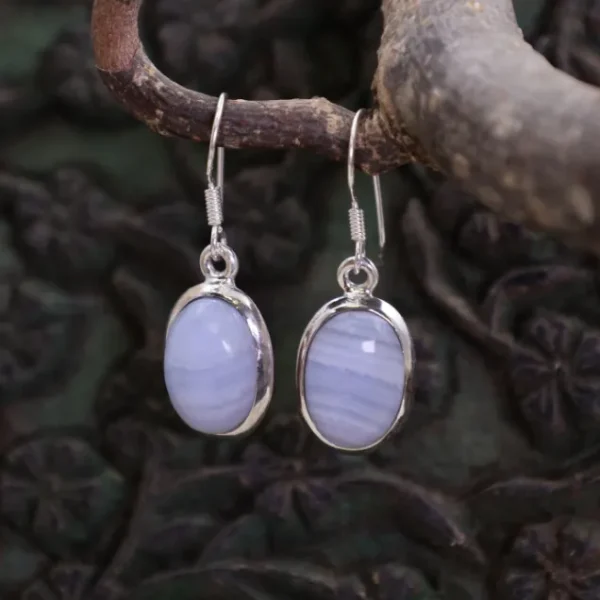 Colimaçon Boucles D'oreilles Avec Pierre-Boucles d'oreilles en argent et agate bleue