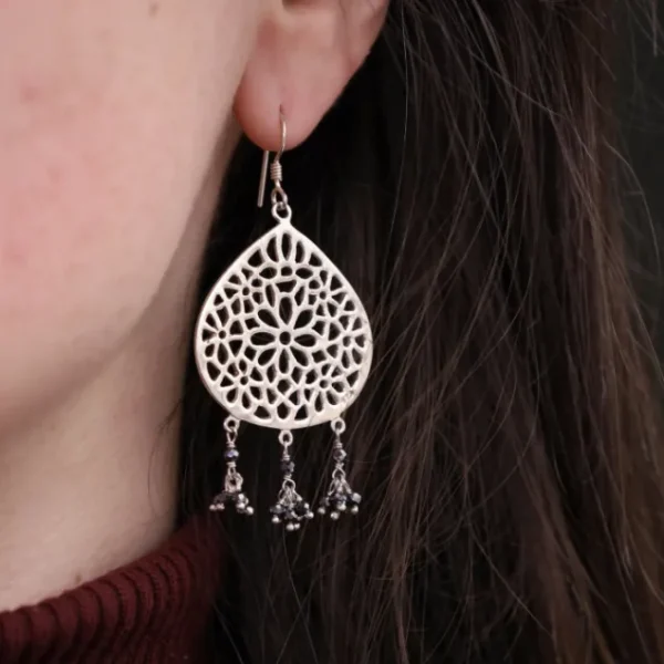 Colimaçon Boucles D'oreilles Avec Pierre-Boucles d'oreilles en argent et onyx