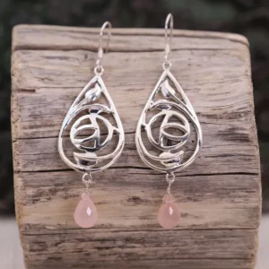 Colimaçon Boucles D'oreilles Avec Pierre-Boucles d'oreilles en argent et quartz rose