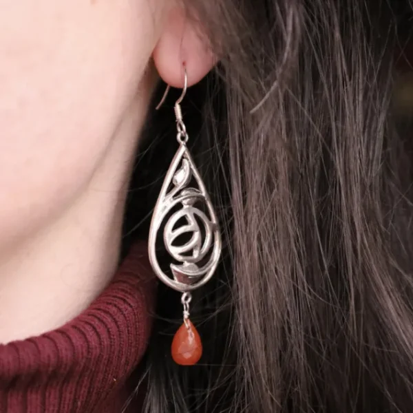 Colimaçon Boucles D'oreilles Avec Pierre-Boucles d'oreilles en argent et cornaline