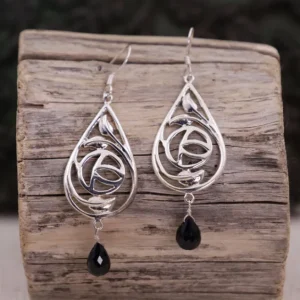 Colimaçon Boucles D'oreilles Avec Pierre-Boucles d'oreilles en argent et onyx