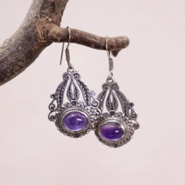 Colimaçon Boucles D'oreilles Avec Pierre-Boucles d'oreilles en argent et améthyste