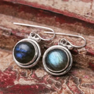 Colimaçon Boucles D'oreilles Avec Pierre-Boucles d'oreilles en argent et pierre labradorite