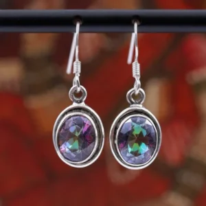 Colimaçon Boucles D'oreilles Avec Pierre-Boucles d'oreilles en argent et pierre topaze mystique