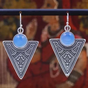 Colimaçon Boucles D'oreilles Avec Pierre-Boucles d'oreilles en argent et pierre calcédoine