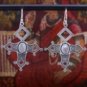 Colimaçon Boucles D'oreilles Avec Pierre-Boucles d'oreilles en argent et pierre de lune