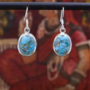 Colimaçon Boucles D'oreilles Avec Pierre-Boucles d'oreilles en argent et pierre turquoise cuivrée