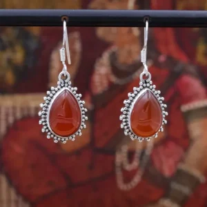 Colimaçon Boucles D'oreilles Avec Pierre-Boucles d'oreilles en argent et pierre cornaline