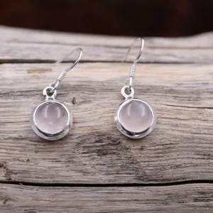 Colimaçon Boucles D'oreilles Avec Pierre-Boucles d'oreilles en argent et pierre quartz rose