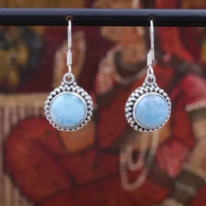 Colimaçon Boucles D'oreilles Avec Pierre-Boucles d'oreilles en argent et pierre larimar