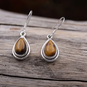 Colimaçon Boucles D'oreilles Avec Pierre-Boucles d'oreilles en argent et pierre oeil de tigre