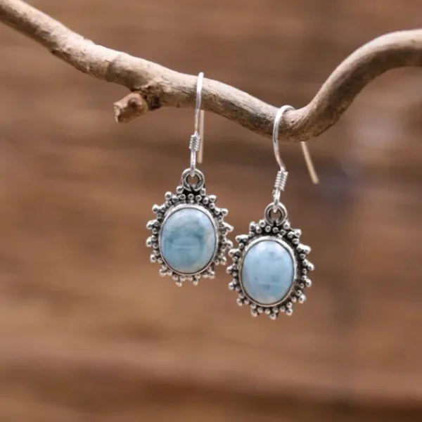 Colimaçon Boucles D'oreilles Avec Pierre-Boucles d'oreilles en argent et pierre larimar