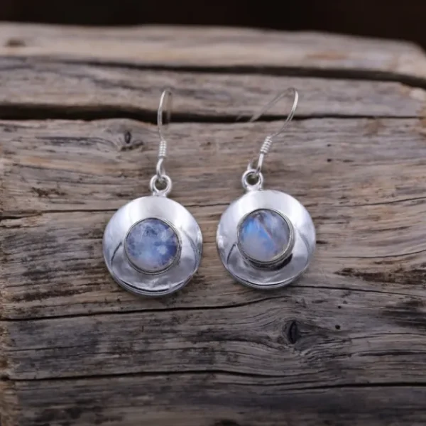 Colimaçon Boucles D'oreilles Avec Pierre-Boucles d'oreilles en argent et pierre de lune