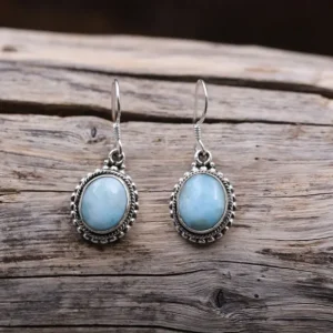 Colimaçon Boucles D'oreilles Avec Pierre-Boucles d'oreilles en argent et pierre larimar