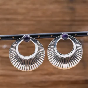 Colimaçon Boucles D'oreilles Avec Pierre-Boucles d'oreilles en argent et pierre améthyste