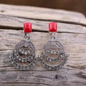 Colimaçon Boucles D'oreilles Avec Pierre-Boucles d'oreilles en argent et marcassites