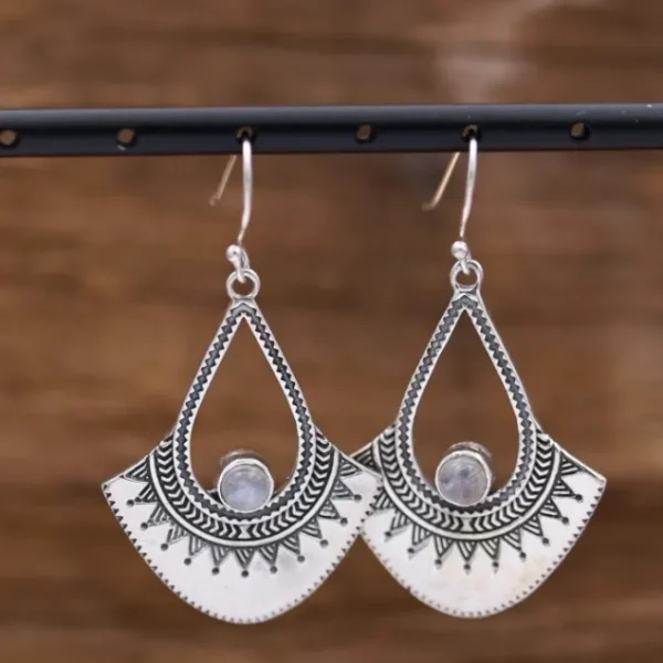 Colimaçon Boucles D'oreilles Avec Pierre-Boucles d'oreilles en argent et pierre de lune