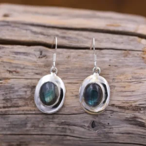 Colimaçon Boucles D'oreilles Avec Pierre-Boucles d'oreilles en argent et pierre labradorite