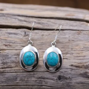 Colimaçon Boucles D'oreilles Avec Pierre-Boucles d'oreilles en argent et pierre howlite turquoise