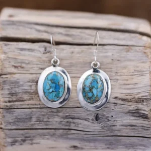 Colimaçon Boucles D'oreilles Avec Pierre-Boucles d'oreilles en argent et pierre turquoise cuivrée