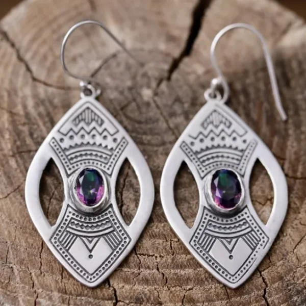 Colimaçon Boucles D'oreilles Avec Pierre-Boucles d'oreilles en argent et pierre topaze mystique