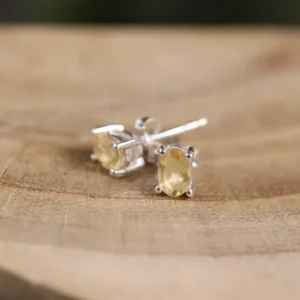 Colimaçon Boucles D'oreilles Avec Pierre | Boucles D'oreilles "puces"-Boucles d'oreilles "puces" en argent et citrine