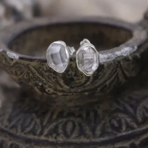 Colimaçon Boucles D'oreilles Avec Pierre | Boucles D'oreilles "puces"-Boucles d'oreilles "puce" en argent et diamant Herkimer