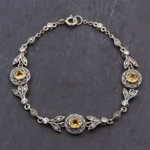 Colimaçon Bracelets D'exception-Bracelet d'exception en argent, pierre citrine & zirconium