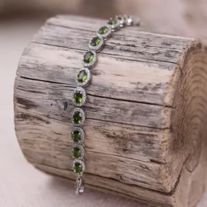 Colimaçon Bracelets En Argent Et Pierres Naturelles-Bracelet en argent avec diopside chrome et zirconium