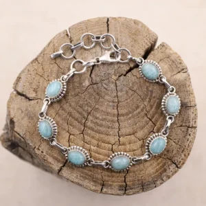 Colimaçon Bracelets En Argent Et Pierres Naturelles-Bracelet en argent et amazonite