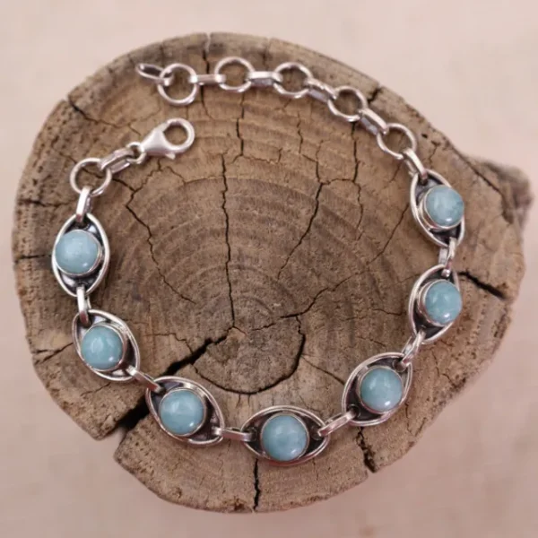 Colimaçon Bracelets En Argent Et Pierres Naturelles-Bracelet en argent et amazonite