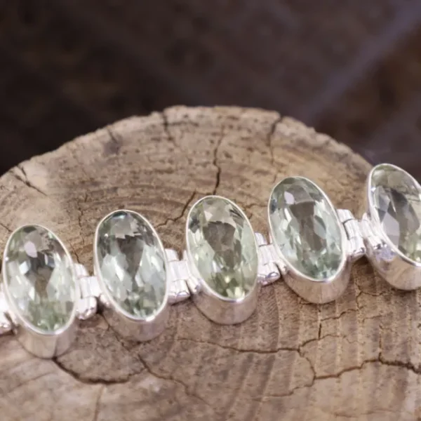 Colimaçon Bracelets En Argent Et Pierres Naturelles-Bracelet en argent et améthyste verte