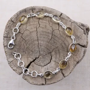 Colimaçon Bracelets En Argent Et Pierres Naturelles-Bracelet en argent et citrine