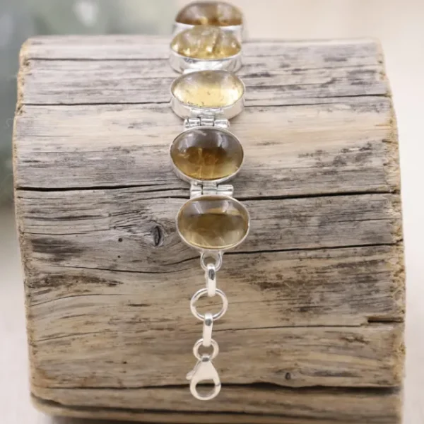 Colimaçon Bracelets En Argent Et Pierres Naturelles-Bracelet en argent et citrine