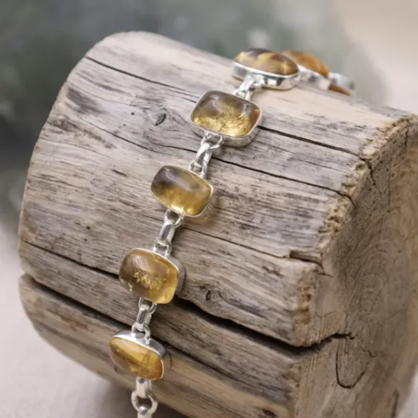 Colimaçon Bracelets En Argent Et Pierres Naturelles-Bracelet en argent et citrine