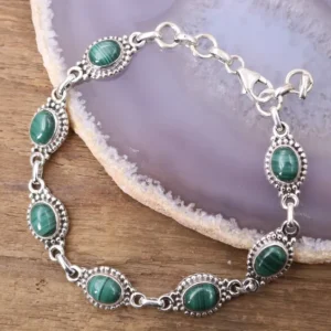 Colimaçon Bracelets En Argent Et Pierres Naturelles-Bracelet en argent et malachite