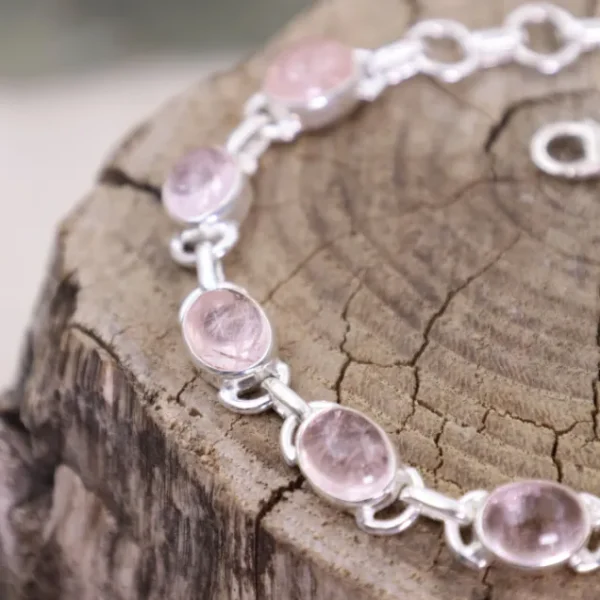 Colimaçon Bracelets En Argent Et Pierres Naturelles-Bracelet en argent et morganite