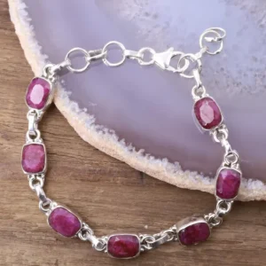 Colimaçon Bracelets En Argent Et Pierres Naturelles-Bracelet en argent et racine de Rubis