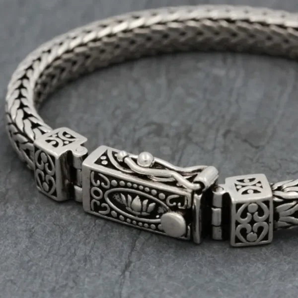 Colimaçon Bracelets-Bracelet en argent snake Lotus Homme